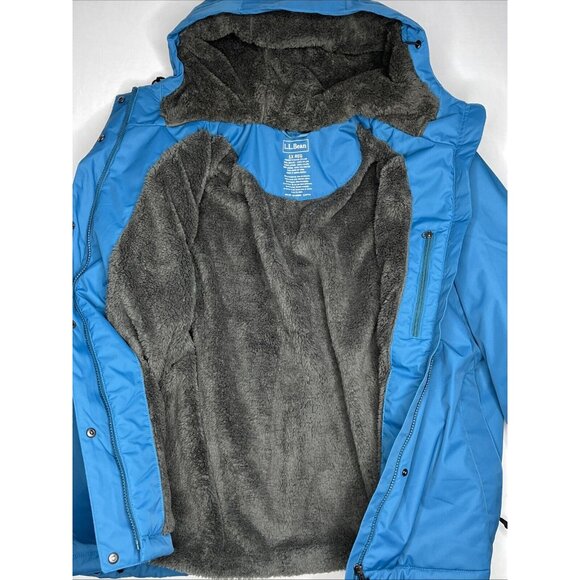 LL Bean Winter Warmer Jacket Women 1X REG Blue Fleece Lined Hood Zip Pocket Snap - Picture 5 of 14